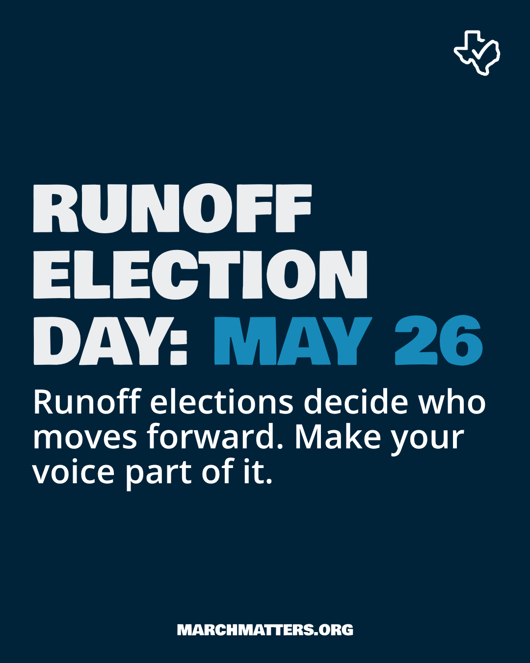 Runoff Election Day graphic in social feed